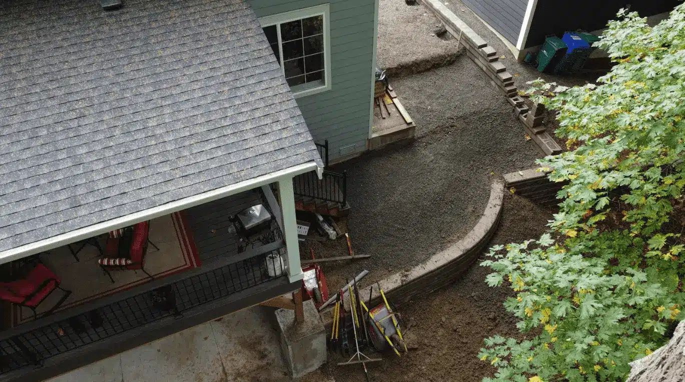 photo of land being prepared for a deck building project - Build a deck during the winter