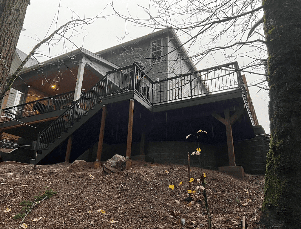 photo of multi-level deck - Building a deck in winter - Deck builders in Oregon